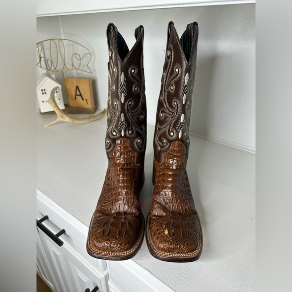 Ferrini Western Boots Genuine Cowhide Leather Exotic Vamp Men’s 8.5 / Women’s 10 - Picture 2 of 9